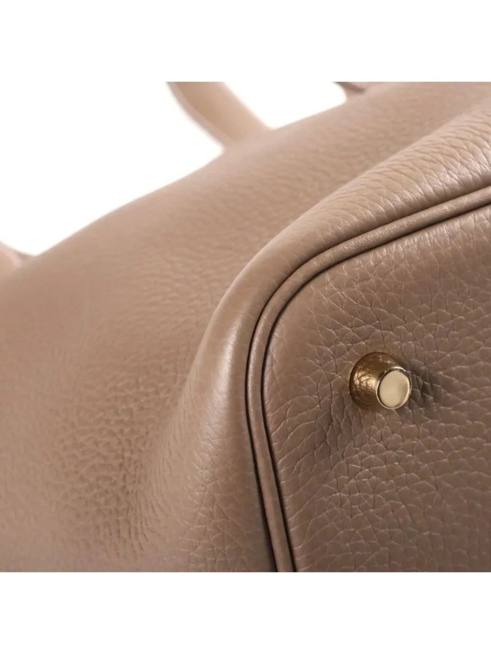 Hermes Picotin Lock MM Etoupe Taurillon Clemence Leather Handbag Gold Beige
